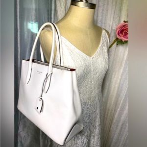 EUC KATE SPADE WHITE LEATHER SATCHEL leather lining